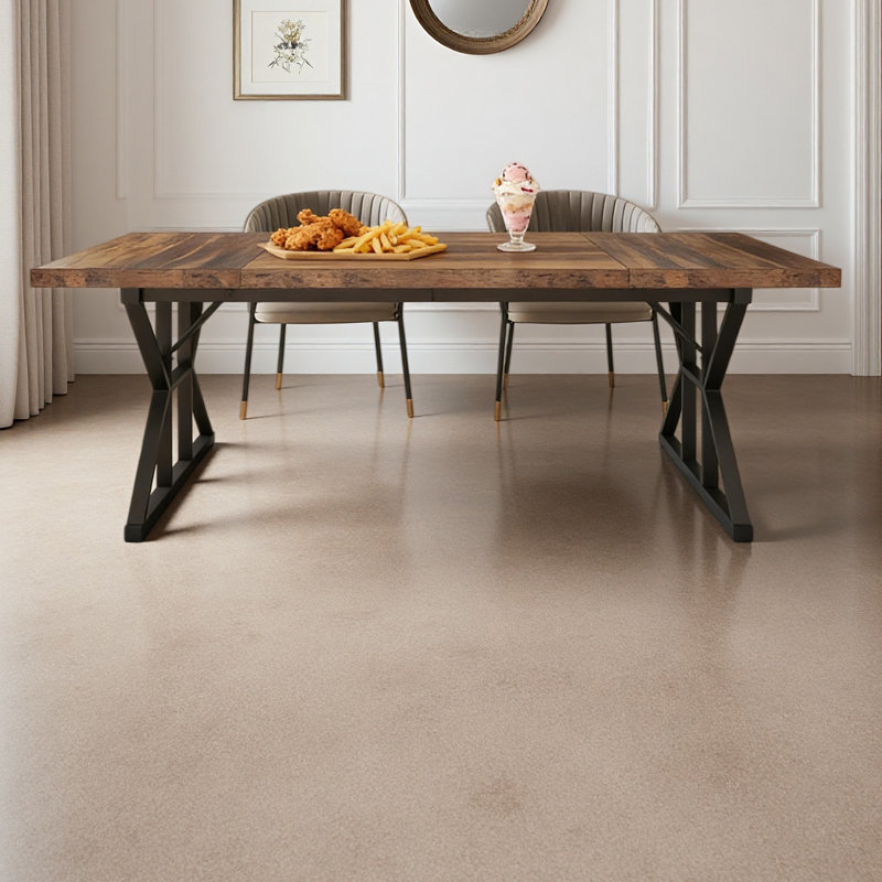 Kitchen Table,Rustic Dining Table,Modern Conference Table, Brown, Black