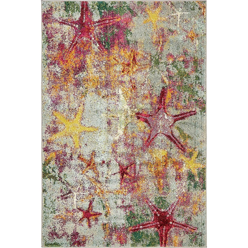 Tapis vert / jaune / rouge Trenton, Rectangle de 5 pi x 8 pi