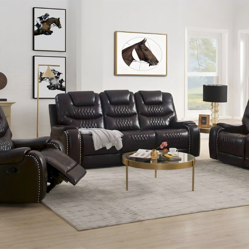 Brown 3‑Seat Motion Sofa