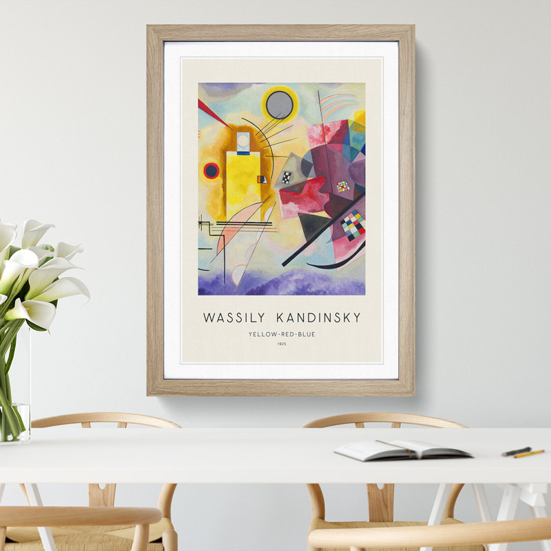 Yellow Red Blue Print by Wassily Kandinsky - Picture Frame Painting, Oak, 36cm H x 27cm W x 2cm D