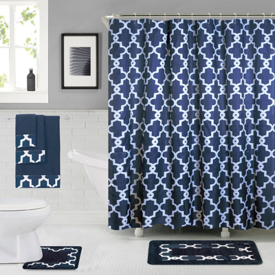 Eno Geometric Shower Curtain with Hooks Included