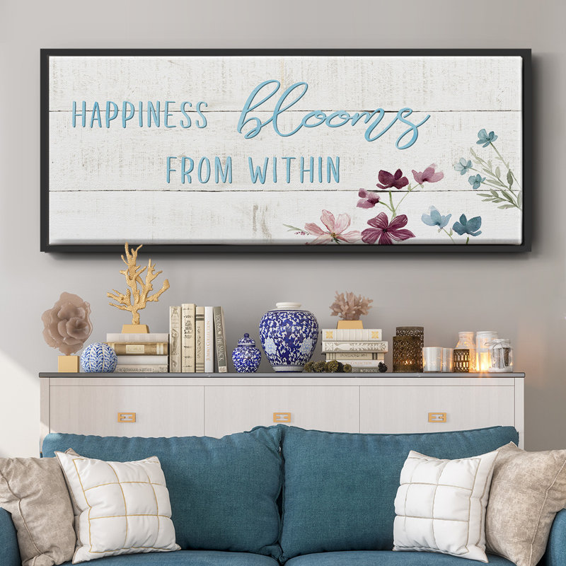 Happiness Blooms - toile encadrée, H 8 po x l 20 po
