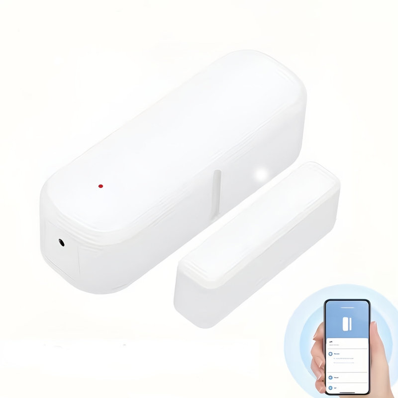 Capteur de porte et de fenêtre intelligent Wi-Fi, aucun capteur de contact sans fil requis avec alertes de l'application, compatible avec Alexa et Google Assistant (blanc, pile non incluse)