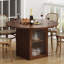 Table de salle à manger ronde peu encombrante avec armoire de rangement intégrée et portes en verre nervuré