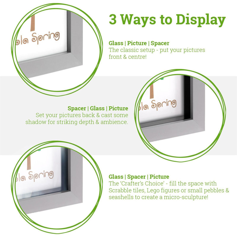 Nicola Spring - 3D Deep Box Photo Frame, 13cm x 13 cm, Light Wood