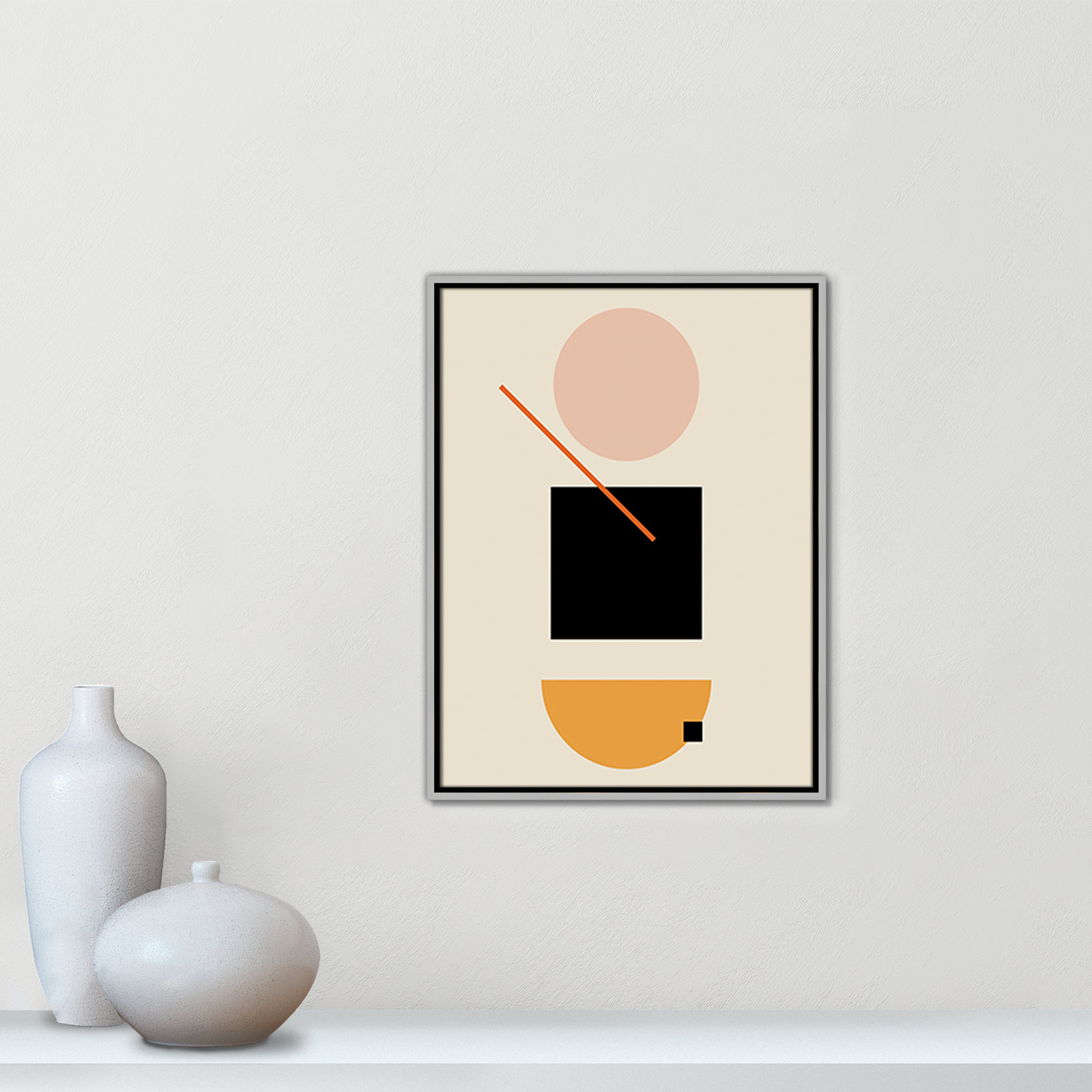 Simple Shapes Print, 25.5" H x 19.5" W x 2" D, Silver Framed