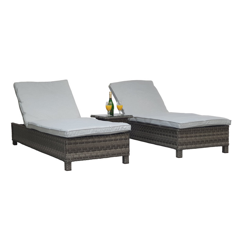 Ashyra 78.7cm Long Reclining Double Chaise with Cushions and Table