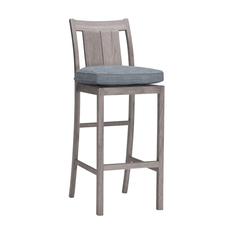 Tabouret de bar 30 po Croquet, InsideOut® Rollo ‑ lin Chambray, Welt, Huître teck