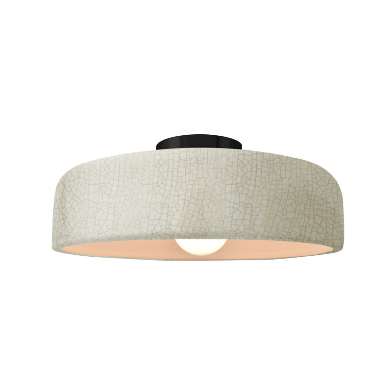 Plafonnier semi-encastré Radiance, Blanc craquelé, Noir mat, H 6 po x l 13 po x P 13 po