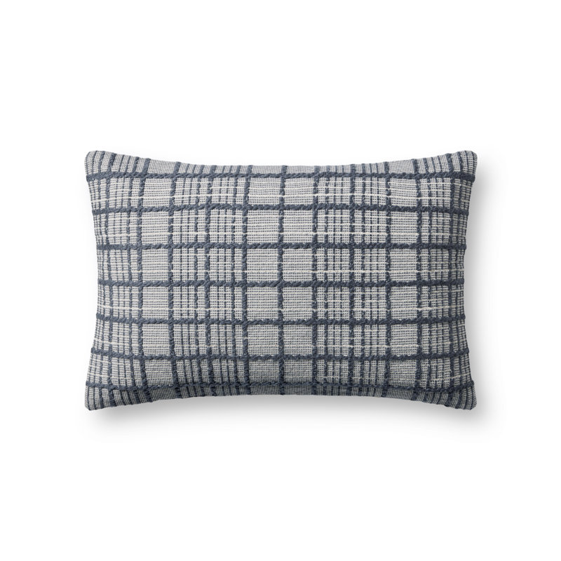 Navy and Beige Cotton Lumbar Rectangular Pillow Cover