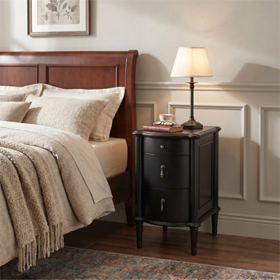 Wooden side table, 3 drawers narrow side table, easy to install, painted, ash