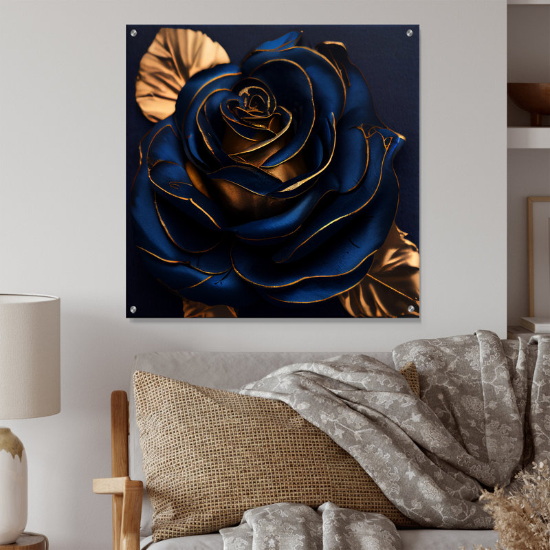Beckham - Rose, art mural acrylique, H 16 po x l 16 po