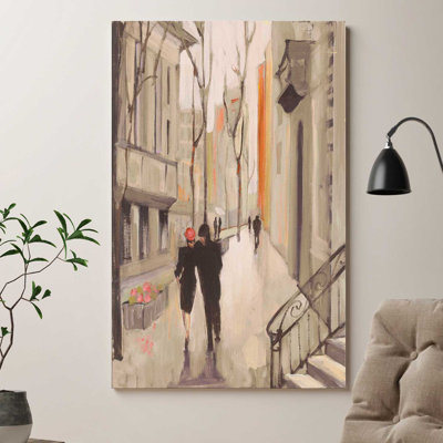 « village promenade neutre », reproduction de peinture à l’acrylique