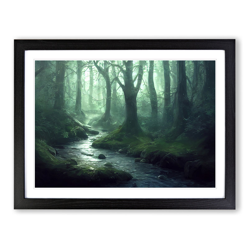 Cosmopolitan Forest Stream - Framed Print, 25cm H x 34cm W x 2cm D, Black