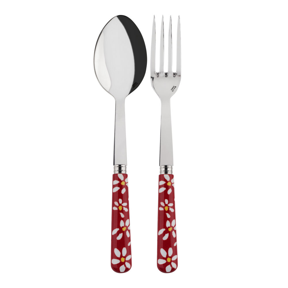 Sabre Paris 2-tlg. Besteckset Daisy aus 18/10 Edelstahl für 1 Person Farbe: Transparent/Rot