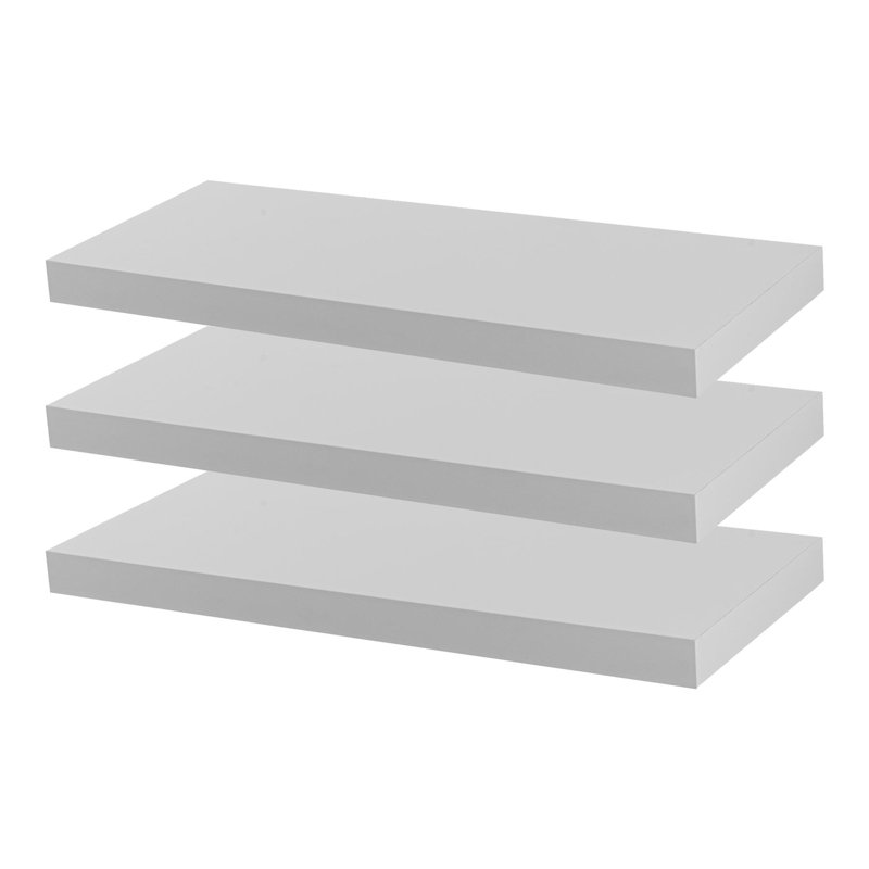 Harbour Housewares - Modern Floating Wall Shelves, Off White, 3.8cm H x 60cm W x 23.5cm D