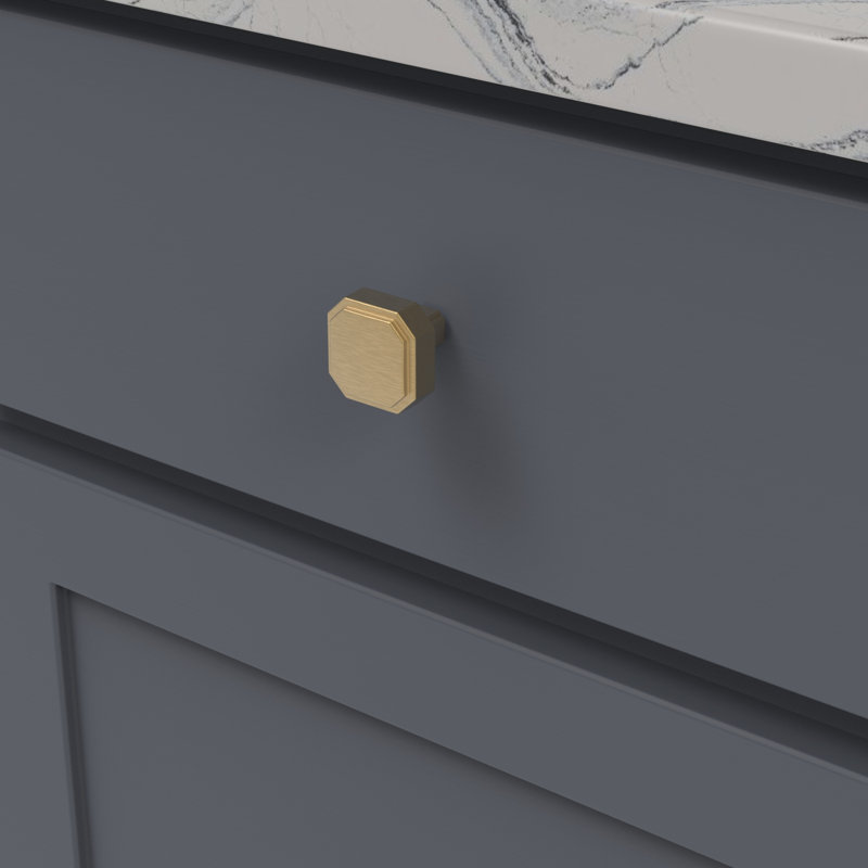 Monroe Square Knob, Brushed Golden Brass