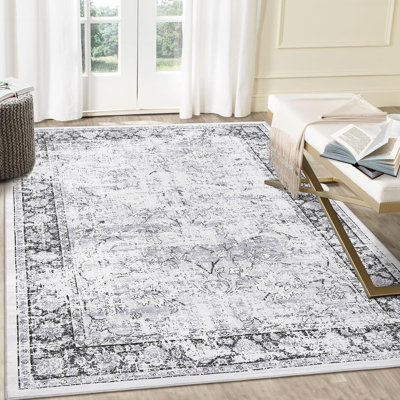 Washable Rug, Non-Slip, Vintage Floor Carpet, Low Pile, Distressed Pearl Velvet, Foldable, Soft, Bathroom, Laundry, Entryway, Gray.
