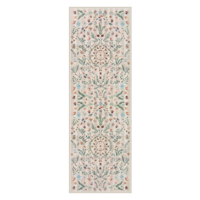 Insect and Plant Vertical Striped Textured Washable Area Rug - Nature-Inspired Carpet for Living Room, Bedroom, or Office