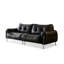 Canapé modulaire noir en cuir véritable-128966715