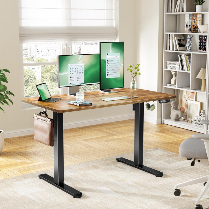 Electric Standing Desk With One-Piece Desktop, Adjustable Height Desk With 4 Memory Presets, Office & Gaming Desk For Home, 2-Package Shipment