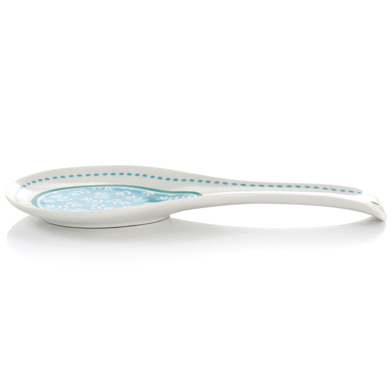 Village Vines Blue Ceramic Floral Serving Spoon Rest