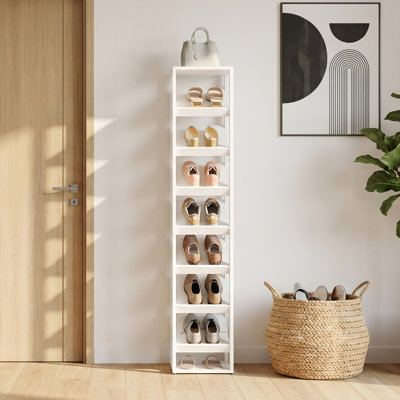 8-Tier Shoe Rack, Shoe Storage Organizer, Slanted Design, with Small Footprint, Space-Saving, for Entryway, Hallway, Foyer, Stairwell