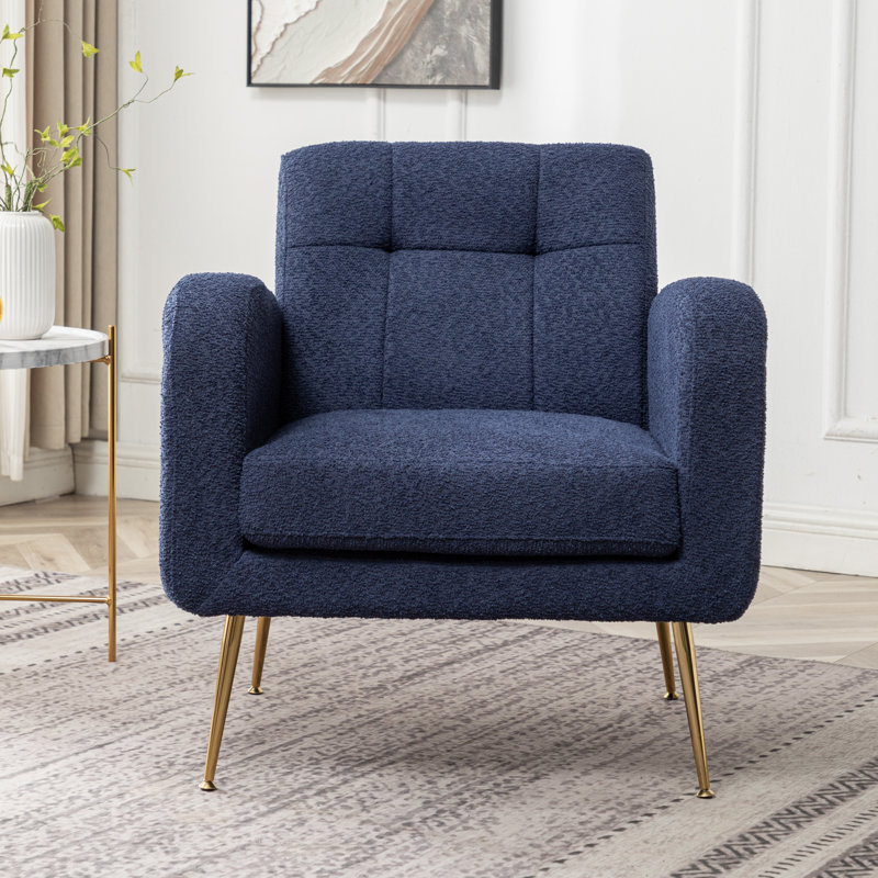 Floriana Upholstered Armchair, Blue Boucle