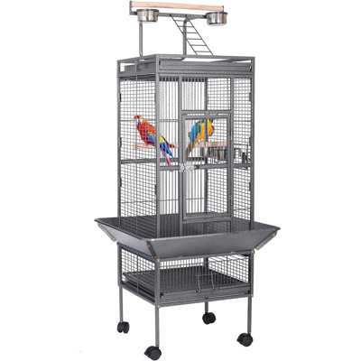 Wrought Iron Large Bird Flight Cage with Rolling Stand for African Grey Parrot Cockatiel Sun Parakeet Conure Lovebird Canary
