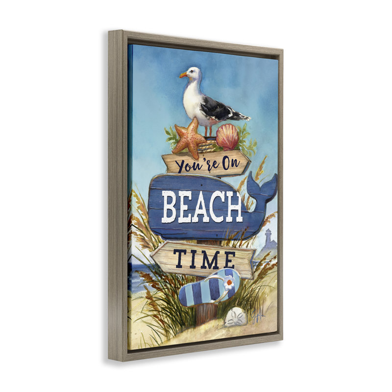 Toile flottante encadrée «On Beach Beach» par Geoff Allen, H 25 po x l 17 po, Cadre flottant orme Montalcino