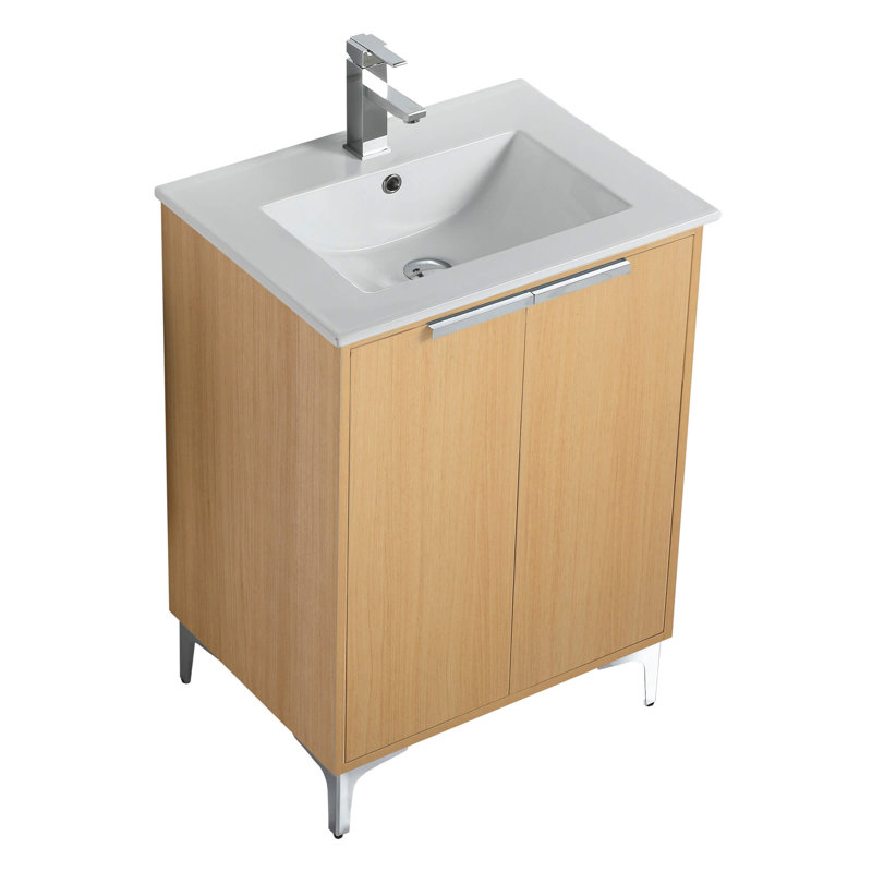 Ensemble de meuble-lavabo simple 24 po Keeter, Chrome poli