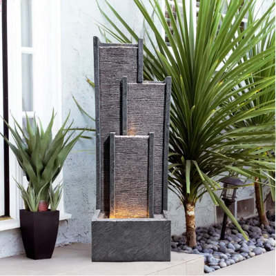 Frezell Weather Resistant Floor Fountain with Light