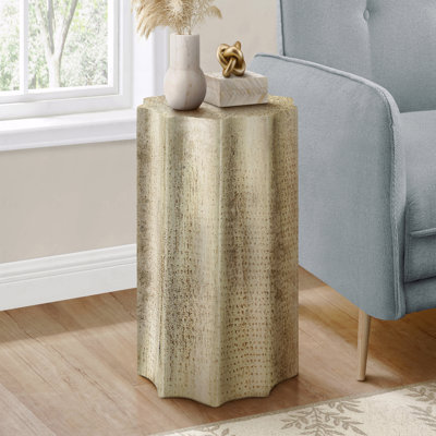 Table d'appoint, tambour, côté, bout, table de chevet, lampe, métal doré, contemporain, moderne