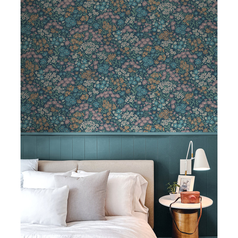 Papier peint Ditsy Daisies, Bleu foncé