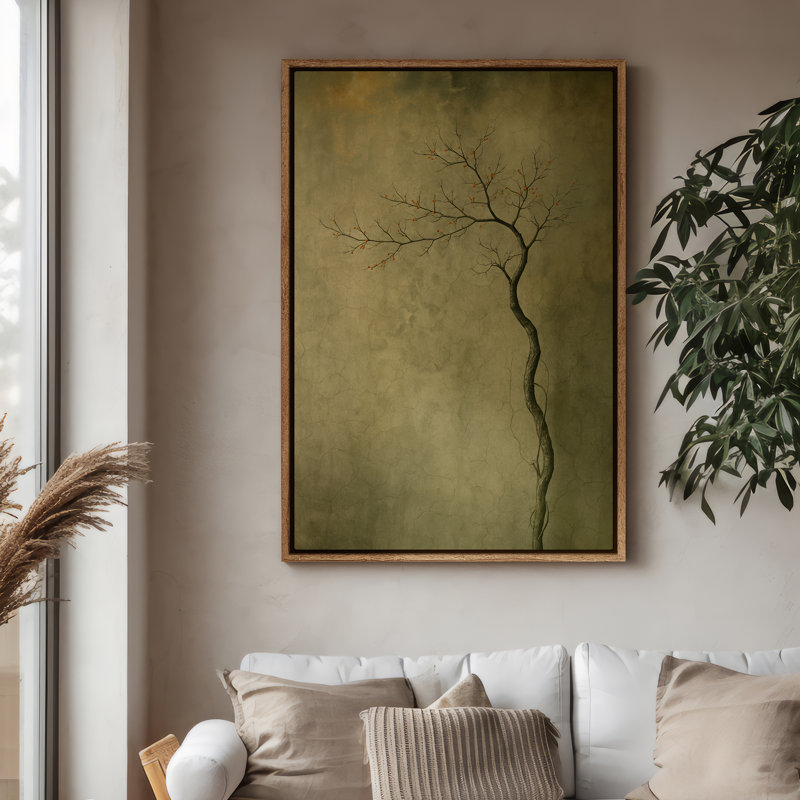 Art mural encadré sur toile - impressions murales abstraites rétro pour chambre à coucher, Naturel, H 24 po x l 16 po