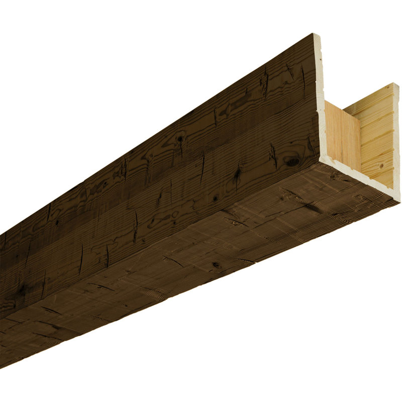 Poutre en bois AmeriCraft, 3 côtés (poutre en U), l 9 1/2 po x H 11 1/2 po x L 120 po, finition jacobine, pin teinté