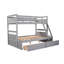Lit superposé simple au-dessus d'un lit double avec rangement, couleur grise pour toute chambre à coucher - option de couchage polyvalente