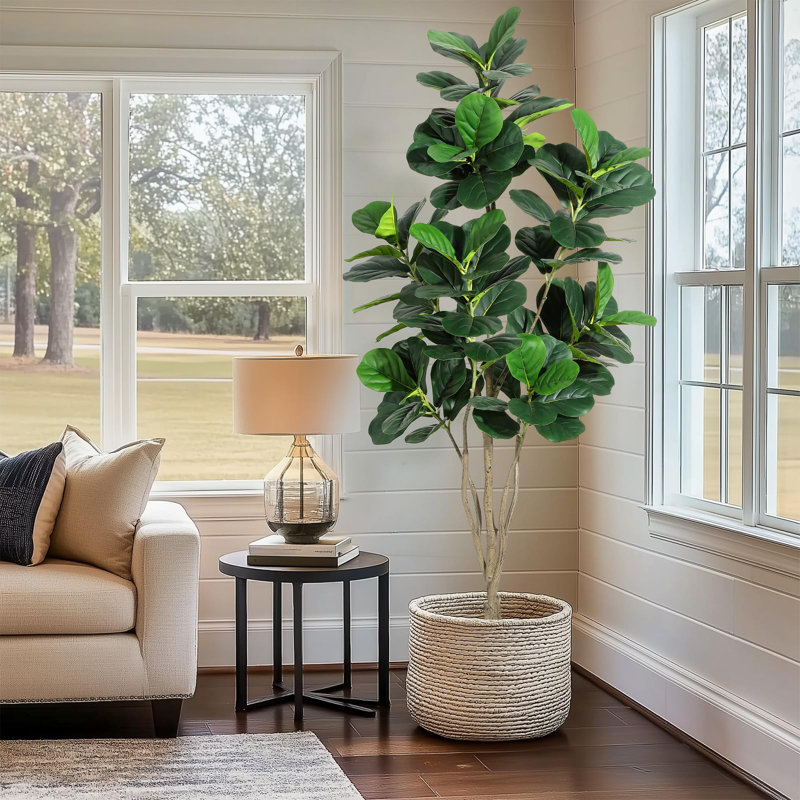 Artificial Tree,Faux Fiddle Leaf Fig Tree,6Ft Tall Ficus Tree Artificial For Home Decor