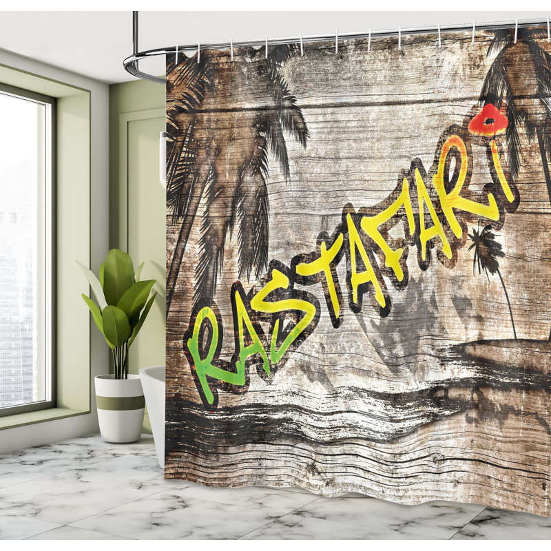Ensemble de rideau de douche et crochets rasta, H 75 po x l 69 po