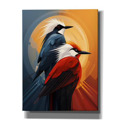 Art mural sur toile Winston Porter «Two Red and Blue Birds» par Momart