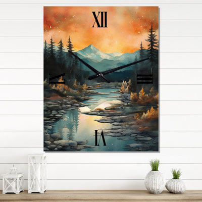 Horloge murale Teal Bold Mountain II - Lakes & Rivers