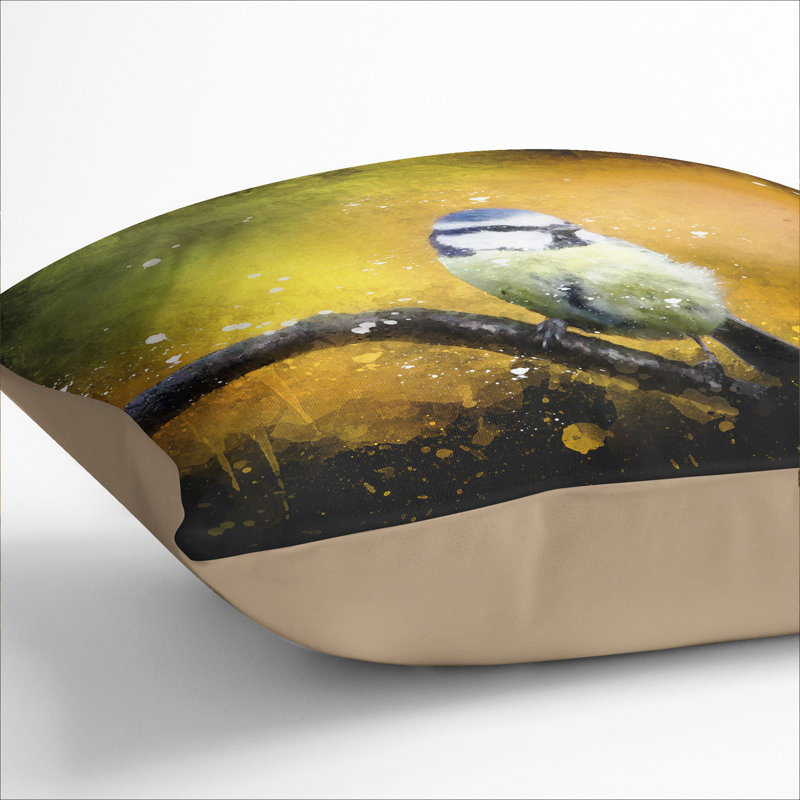 Blue Tit Bird Vol.2 Paint Splash Scatter Cushion, 55cm H x 55cm W x 20cm D, Stone