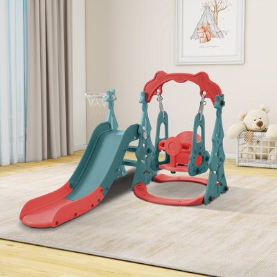 3 In 1 Toddler Slide With Climber And Swing Outdoor Indoor Slide Playset