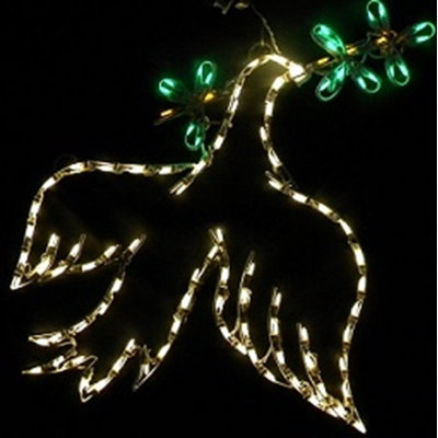 Figurine lumineuse colombe avec branche d'olivier