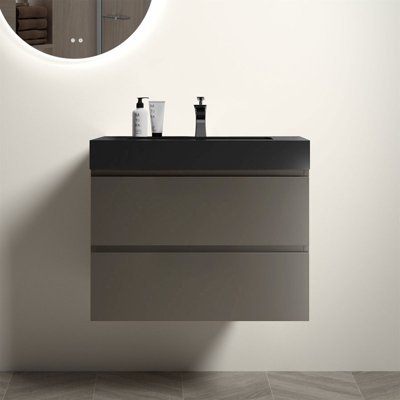 Meuble-lavabo avec lavabo Alice, 30", Gris, Noir