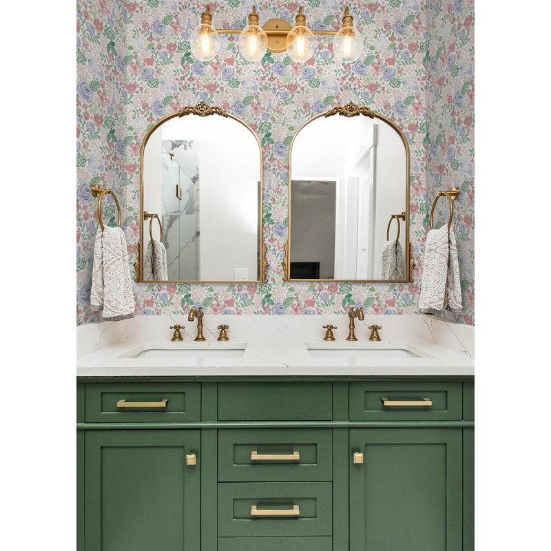 Double rouleau floral Peel & Stick, Mauve