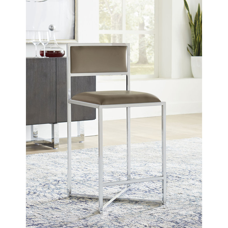 Tabouret de bar et de comptoir Malen, Tabouret de comptoir (siège d'une hauteur de 26 p, Taupe