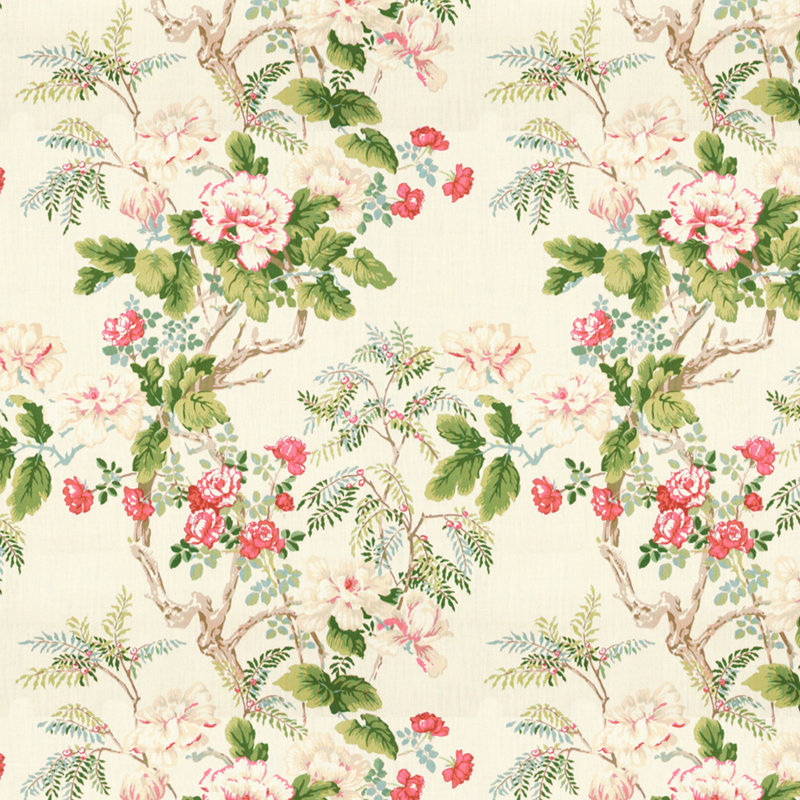 Chinese Peony Fabric, Rose