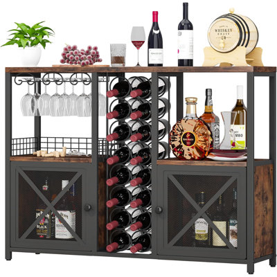 Mini-bars pour la maison, meuble-bar à café en bois, meuble à liqueurs moderne pour bouteilles et verres, buffet de style campagnard avec rangements pour la cuisine et la salle à manger.