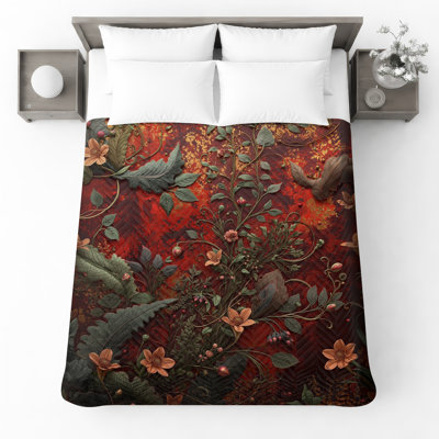 Couvre-lit matelassé Ornate Floral Illustration